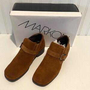 Markon Womens Whiskey Principe Ankle Boots Size 8M Buckle Suede NIB